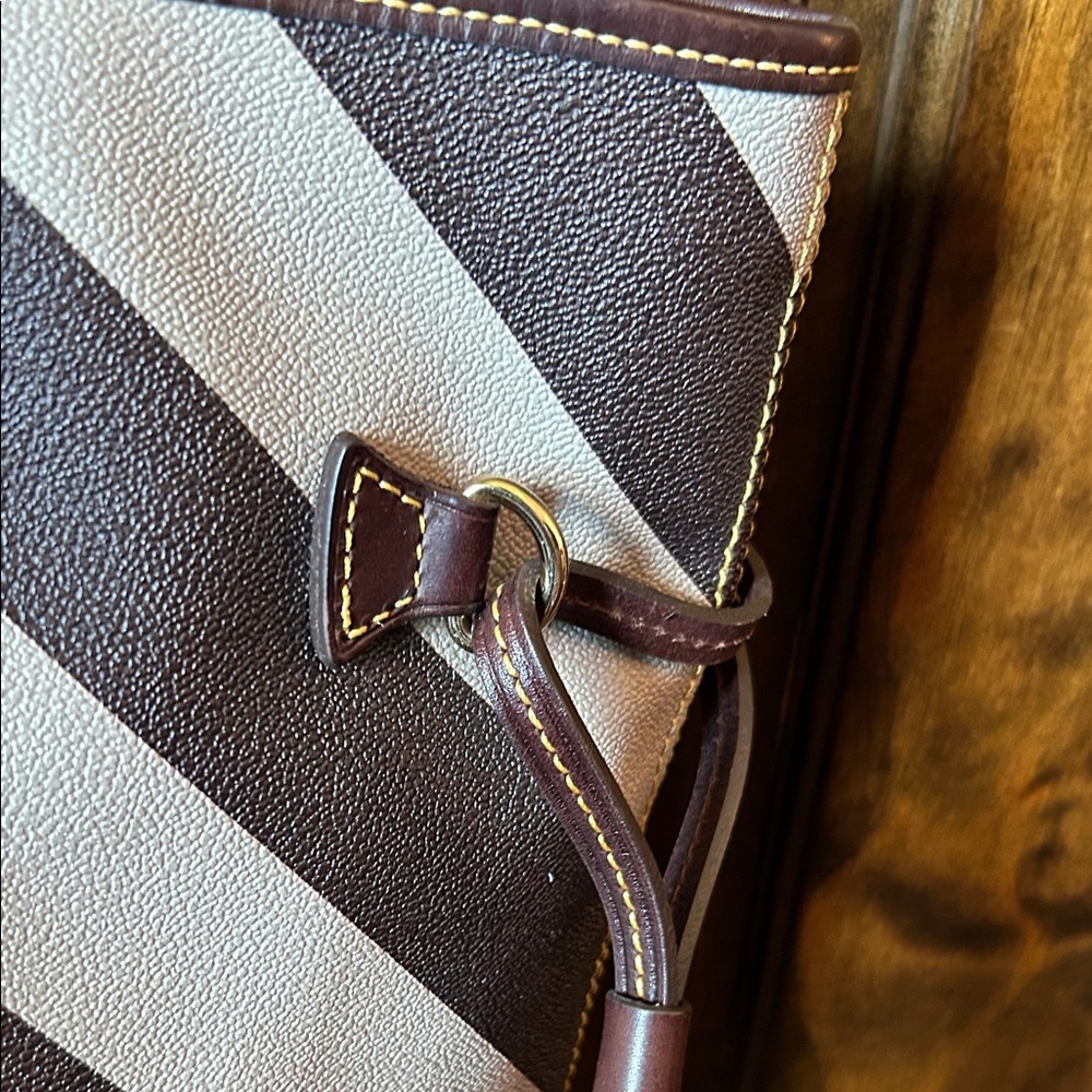 Dooney & Bourke Tan and Brown Chevron Tote - Picture 3 of 15